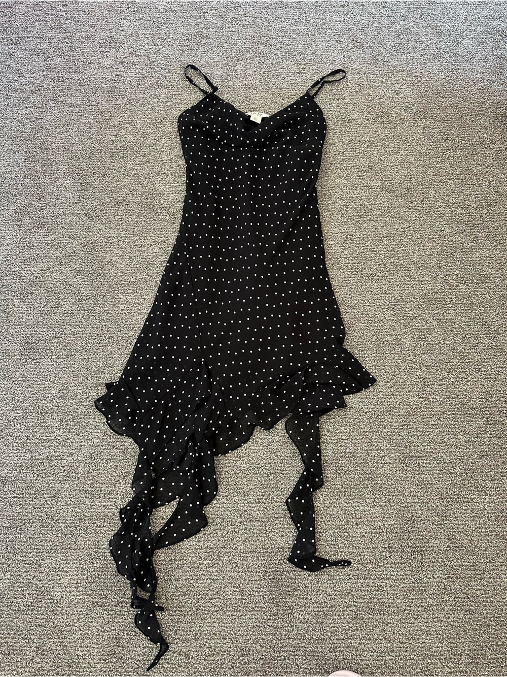 Jessica Simpson Black Polka Dot Asymmetrical Slip Dress